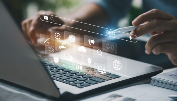 Person,Working,With,Tcomputer,Laptop,For,Manage,Search,Engine,Optimization